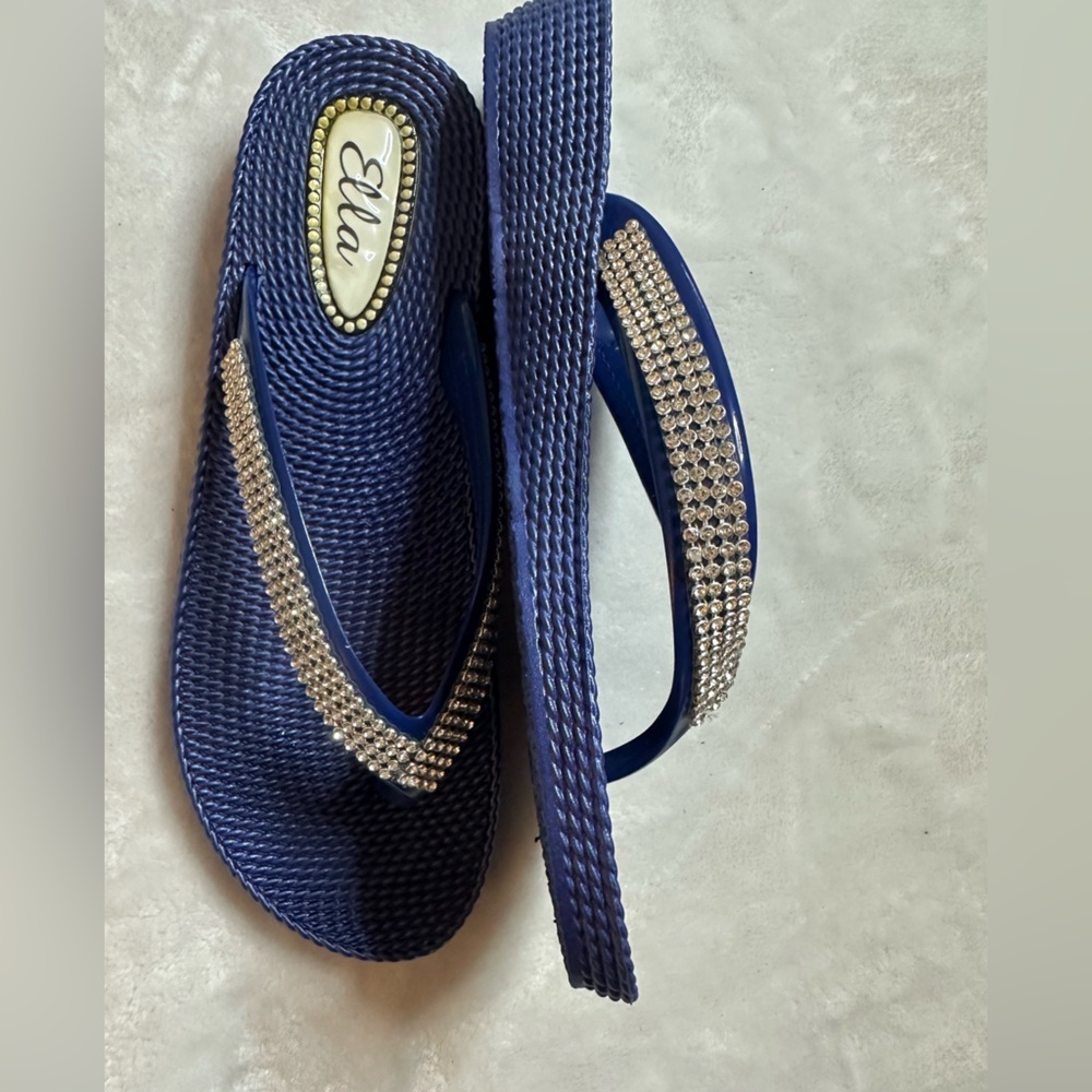 Ella Navy Rhinestone Sandals - Picture 5 of 5